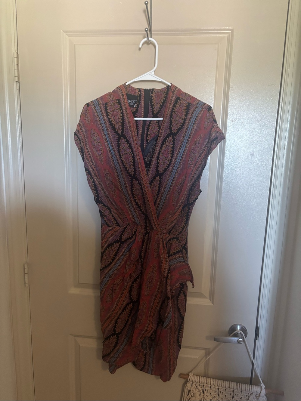 Paisley Wrap Midi Dress in Rust Red